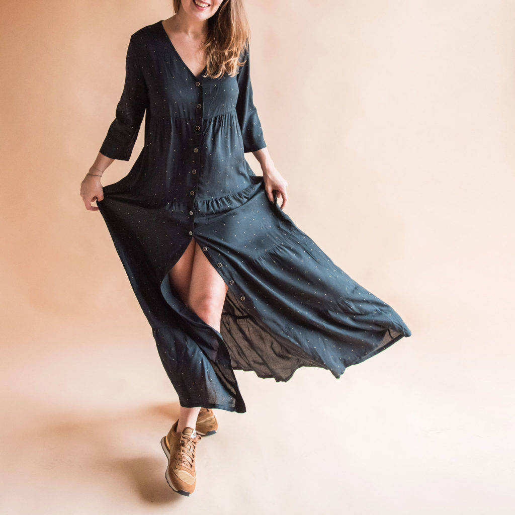 Robe longue clearance pois doré